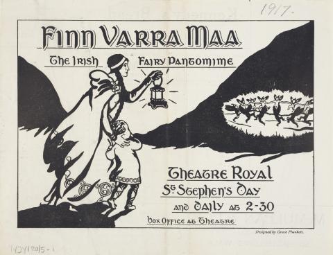 A playbill designed by Grace Gifford for a production of Finn Varra Maa: The Irish Fairy Pantomime