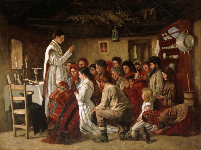 Aloysius O'Kelly, Mass in a Connemara Cabin, 1883