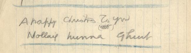 'Nollaig Hunna Ghuit' - detail of Jack B. Yeats' Irish study notes