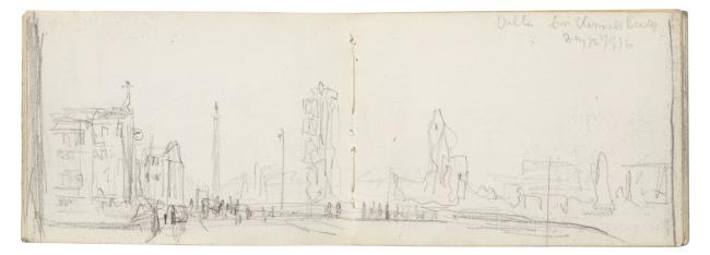 Yeats' sketch of O'Connell Street in Ruins after the Easter Rising