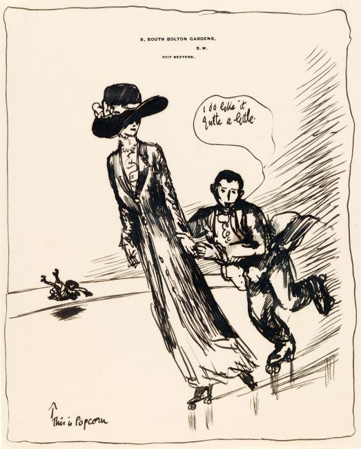 Orpen sketch of the artist and Mrs St George Roller Skating